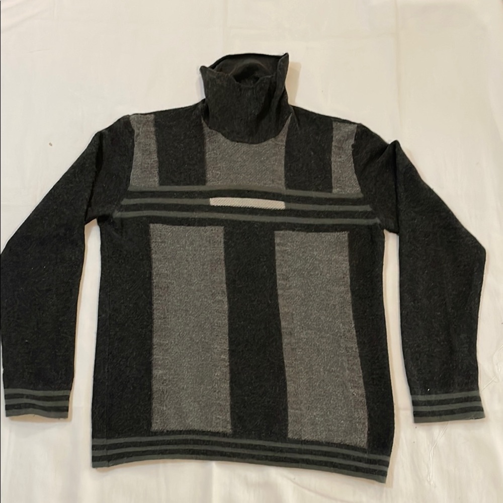 Emporio Armani Gray and Black Turtleneck Sweater